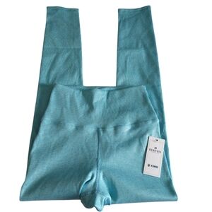 Eleven By Venus Williams Size XS Aqua Metallic Ribbed Leggings